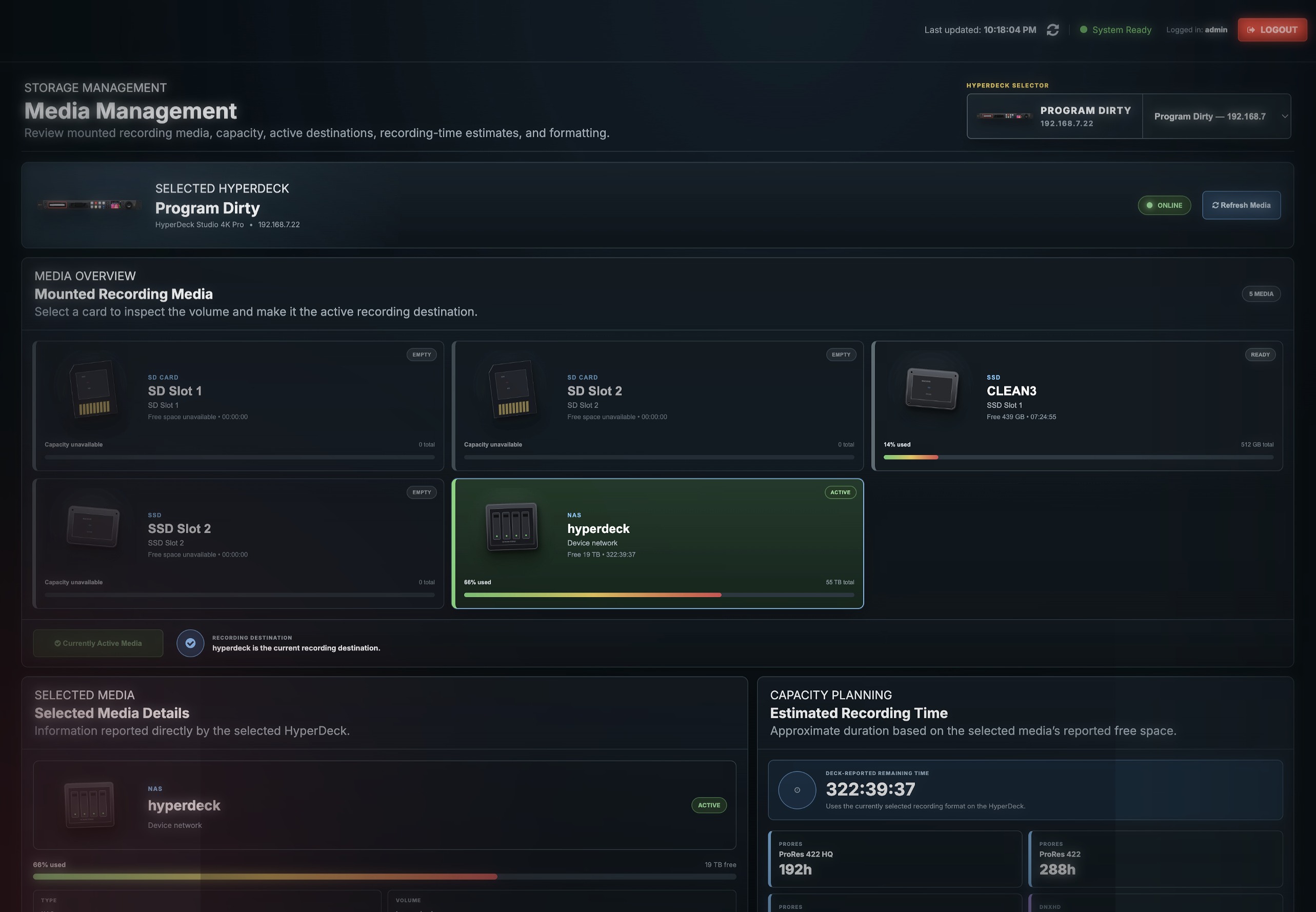 Media management interface