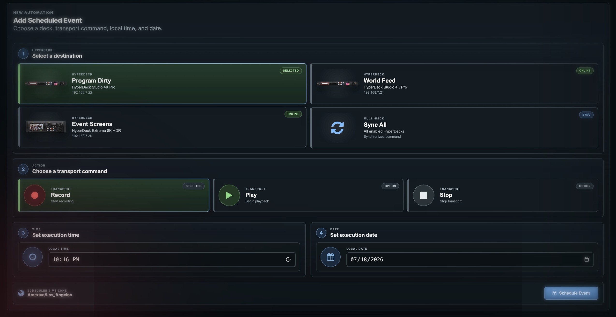 Scheduler and automation interface