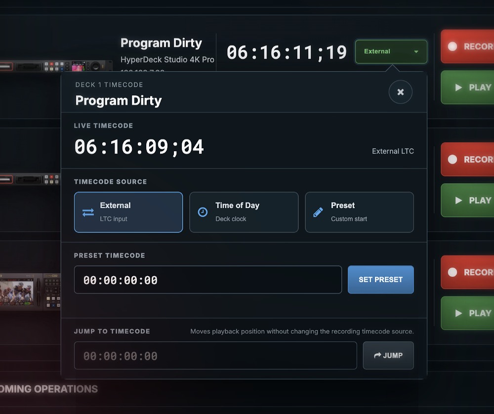 Timecode and transport controls